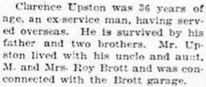 Brotts Garage (Sunoco, Amoco) - May 1922 Nephew Passes Away